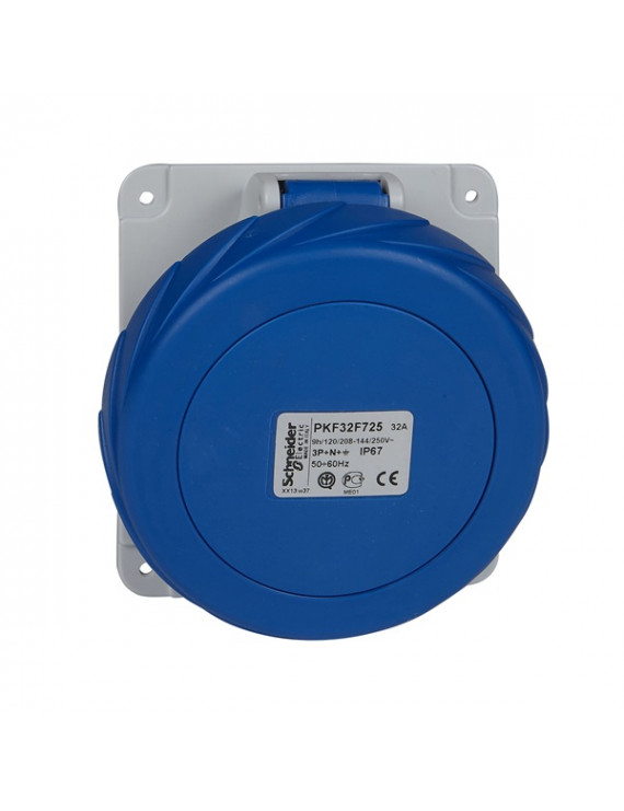 Schneider PKF32F725 PRATIKA 3P+N+F/9h/32A/250V/IP67/csavaros/panelre szerelhető döntött aljzat