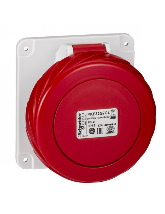 Schneider PKF32G7C4 PRATIKA 3P+N+F/3h/32A/440V/IP67/csavaros/panelre szerelhető egyenes aljzat