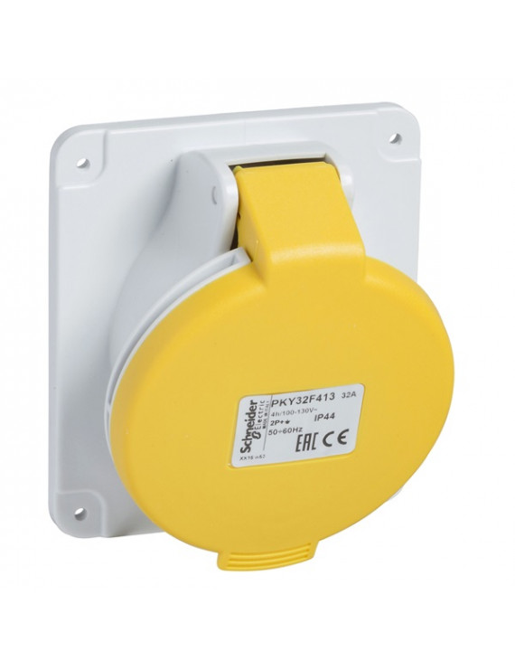Schneider PKY16F413 PRATIKA 2P+F/4h/16A/130V/IP44/gyorscsatlakozás/panelre szerelhető döntött aljzat