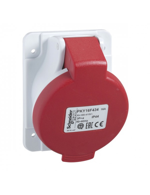 Schneider PKY16F433 PRATIKA 2P+F/9h/16A/415V/IP44/gyorscsatlakozás/panelre szerelhető döntött aljzat