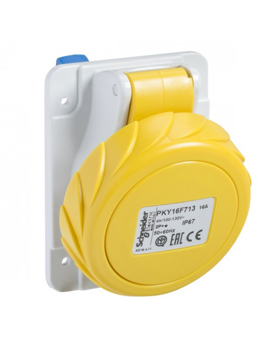 Schneider PKY16F715 PRATIKA 3P+N+F/4h/16A/130V/IP67/gyorscsatlakozás/panelre szerelhető döntött aljzat