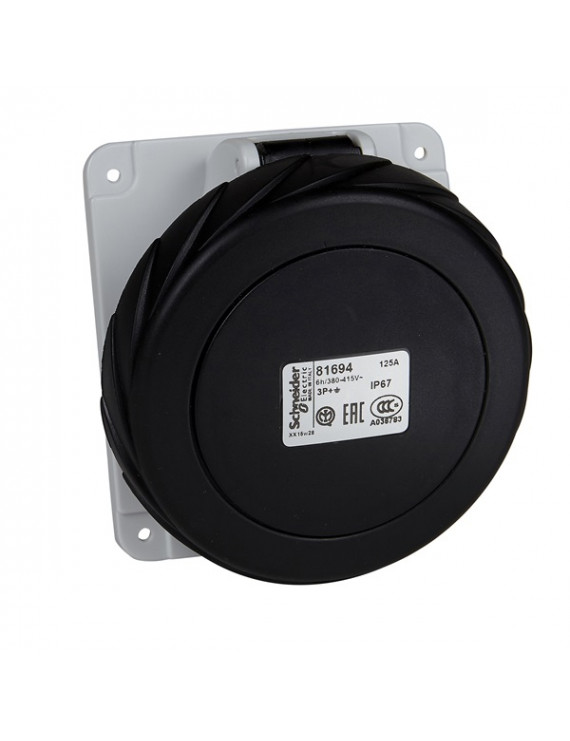 Schneider PKY32F744 PRATIKA 3P+F/7h/32A/500V/IP67/gyorscsatlakozás/panelre szerelhető döntött aljzat