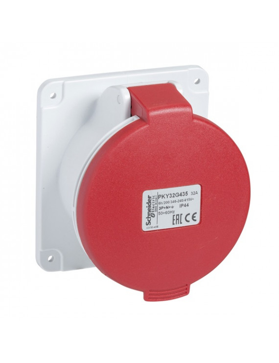 Schneider PKY32G434 PRATIKA 3P+F/6h/32A/415V/IP44/gyorscsatlakozás/panelre szerelhető egyenes aljzat