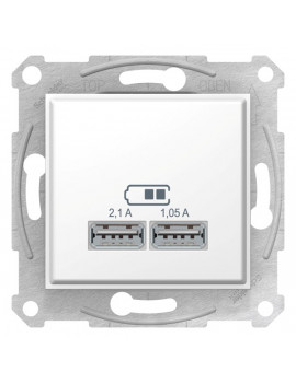 Schneider SDN2710221 SEDNA 2.1A/A+A/fehér dupla USB töltő