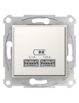 Schneider SDN2710223 SEDNA 2.1A/A+A/krém dupla USB töltő