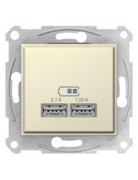 Schneider SDN2710247 SEDNA 2.1A/A+A/bézs dupla USB töltő
