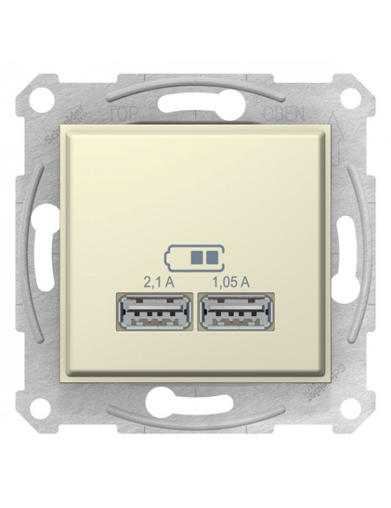 Schneider SDN2710247 SEDNA 2.1A/A+A/bézs dupla USB töltő
