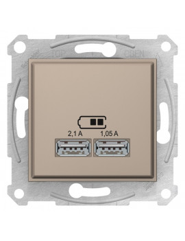 Schneider SDN2710268 SEDNA 2.1A/A+A/titánium dupla USB töltő