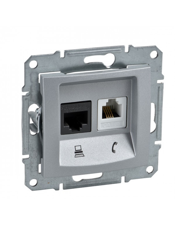 Schneider SDN5100160 SEDNA alumínium RJ11/RJ45 Cat5e UTP kombinált aljzat