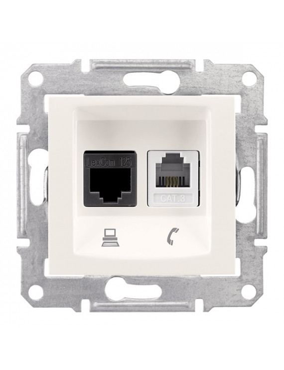 Schneider SDN5200123 SEDNA krém RJ11/RJ45 Cat6 UTP kombinált aljzat