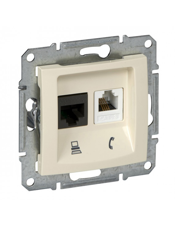 Schneider SDN5200147 SEDNA bézs RJ11/RJ45 Cat6 UTP kombinált aljzat