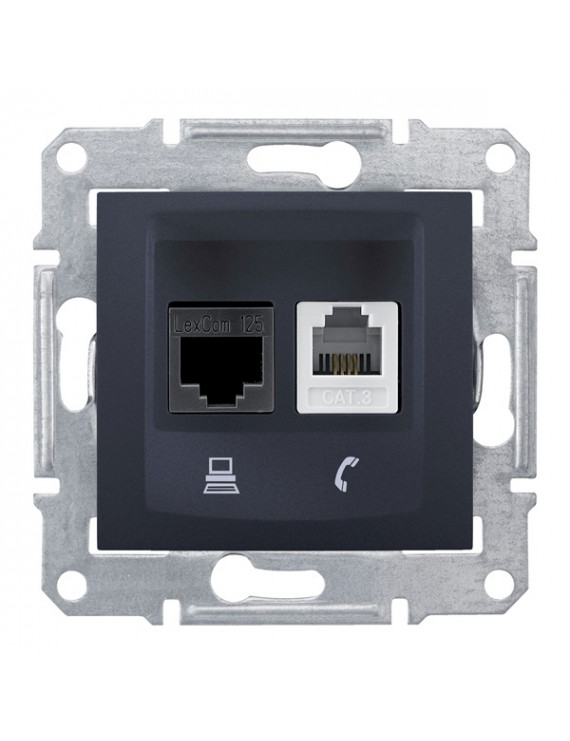 Schneider SDN5200170 SEDNA grafit RJ11/RJ45 Cat6 UTP kombinált aljzat
