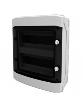 Schrack BK080203 2 soros, 24KE, átlátszó ajtós falon kívüli kiselosztó