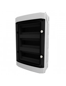 Schrack BK080204 3 soros, 36KE, átlátszó ajtós falon kívüli kiselosztó