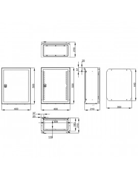 Schrack WST5040210 40x50x21 cm 1 ajtós fém fali szekrény