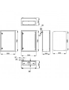 Schrack WST7050260 50x70x26 cm 1 ajtós fém fali szekrény