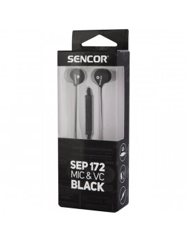 Sencor SEP 172 mikrofonos fekete fülhallgató