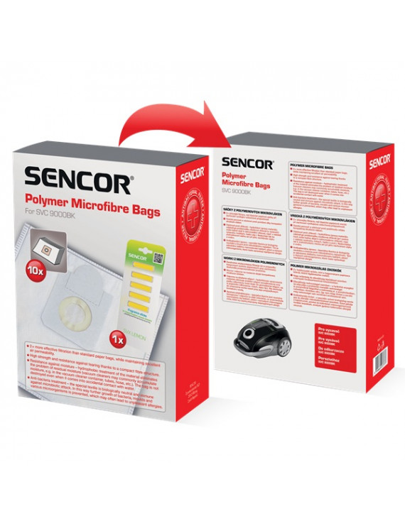 Sencor SVC 9000BK illatosító rudakkal 10 db mikroszálas textil porzsák