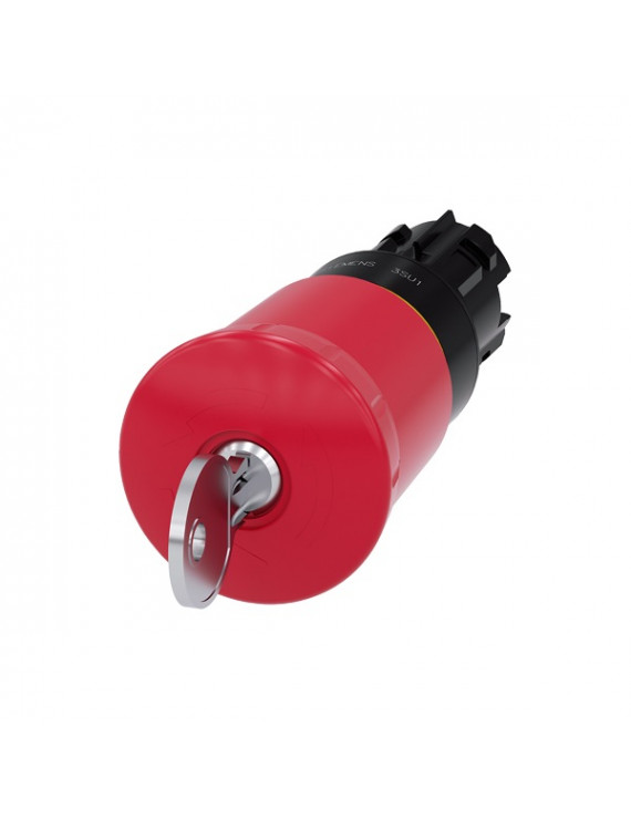 Siemens 3SU1000-1HR20-0AA0 40mm/ piros/ műanyag IP69k vészleállító gombafejű nyomógomb
