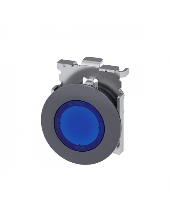 Siemens 3SU1061-0JB50-0AA0 30mm furatba helyezhető fém kék visszaugró IP69k világítós nyomógomb