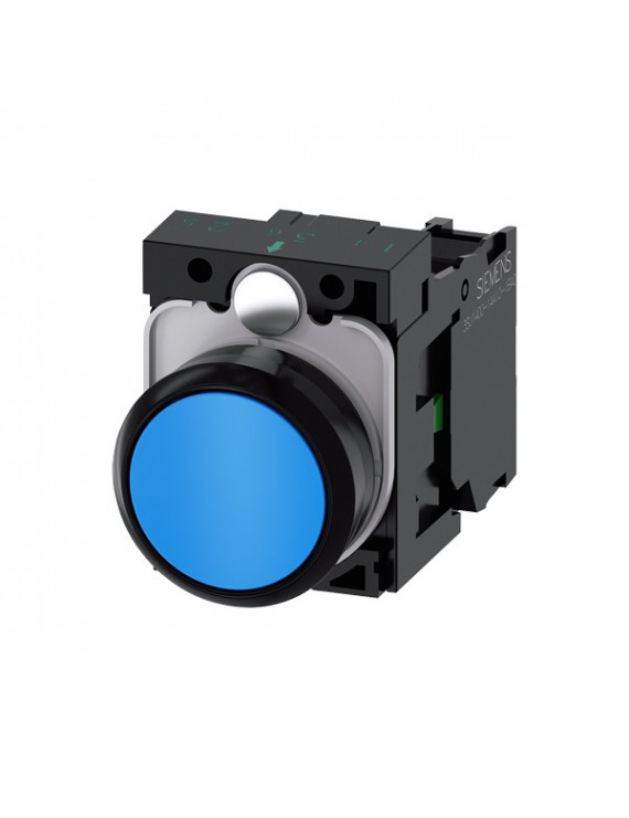 Siemens 3SU1100-0AB50-1BA0 kék 1NO csavaros visszaugró IP69k komplett nyomógomb