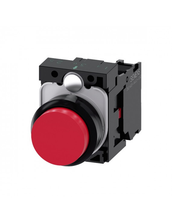Siemens 3SU1100-0BB20-1CA0 piros emelt gombrész 1NC csavaros visszaugró IP69k komplett nyomógomb