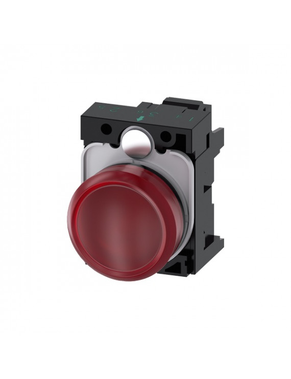 Siemens 3SU1102-6AA20-3AA0 piros 24V AC/DC húzórugós bekötés IP69k komplett IP69k jelzőfény