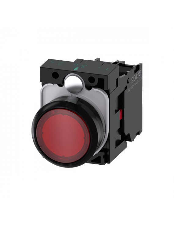 Siemens 3SU1106-0AB20-1CA0 piros 230V AC 1NC IP69k komplett világítós nyomógomb