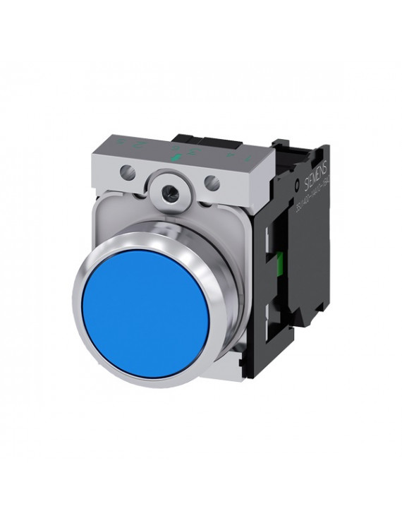 Siemens 3SU1150-0AB50-1BA0 fém kék 1NO visszaugró IP69k komplett nyomógomb