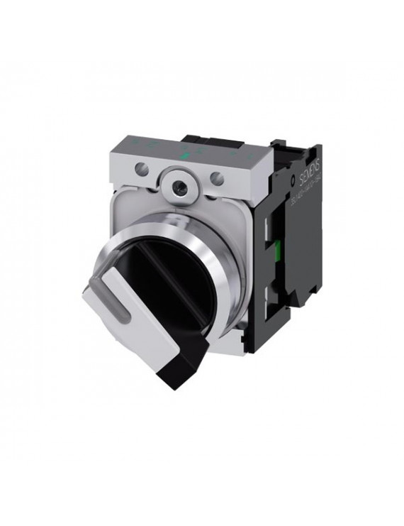 Siemens 3SU1150-2BF60-1BA0 fém O-I fekete fehér reteszelő 1NO IP69k választó kapcsoló