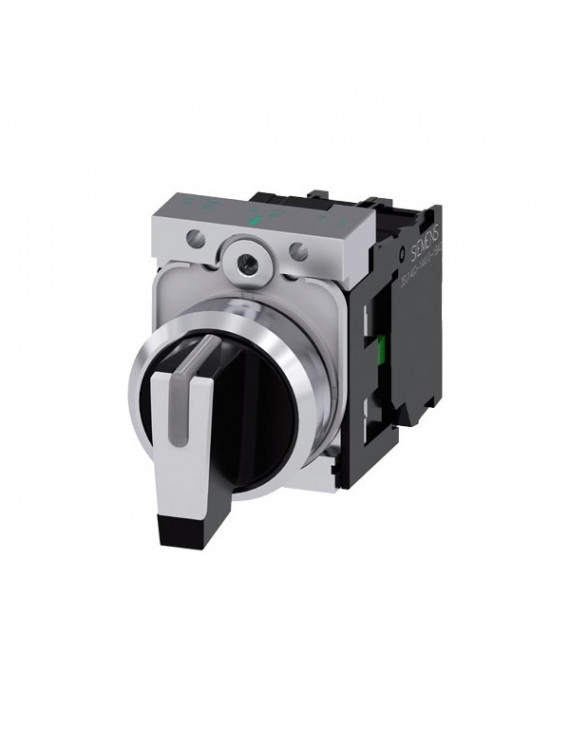 Siemens 3SU1150-2BM60-1NA0 fém I>O<II fekete fehér visszaugró 2NO IP69k választó kapcsoló
