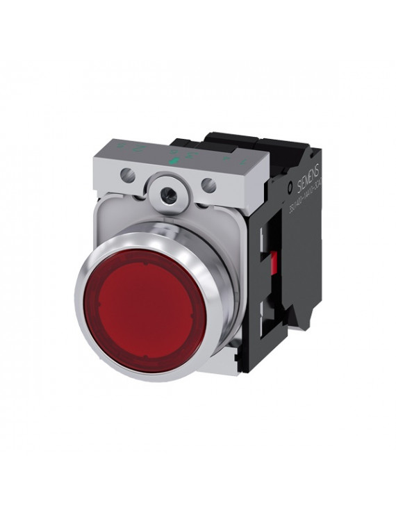 Siemens 3SU1152-0AB20-3CA0 fém visszaugró IP69k komplett piros 24V AC/DC 1NC húzórugós IP69k világítós nyomógomb