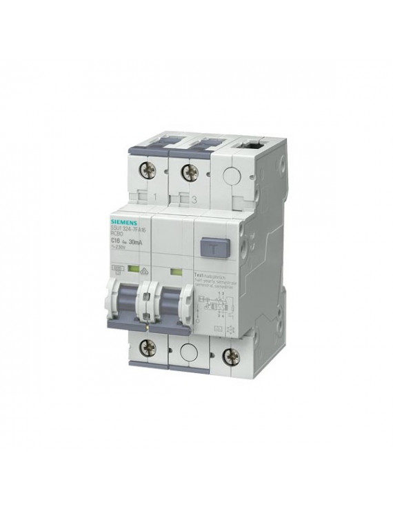 Siemens 5SU1324-7FA10 ÁVK/KM A 30MA  10KA  2P C 10A 3TE védőkapcsoló