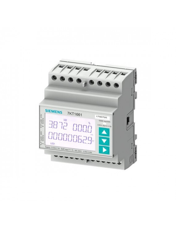 Siemens 7KT1672 SENTRON 7KT PAC1600/LCD/L-L: 400 V/L-N: 230 V/5 A/3-fázis/S0/kalapsínre fogyasztásmérő