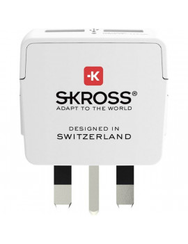 SKROSS csatlakozó átalakító az Egyesült Királyságba, beépített USB töltővel