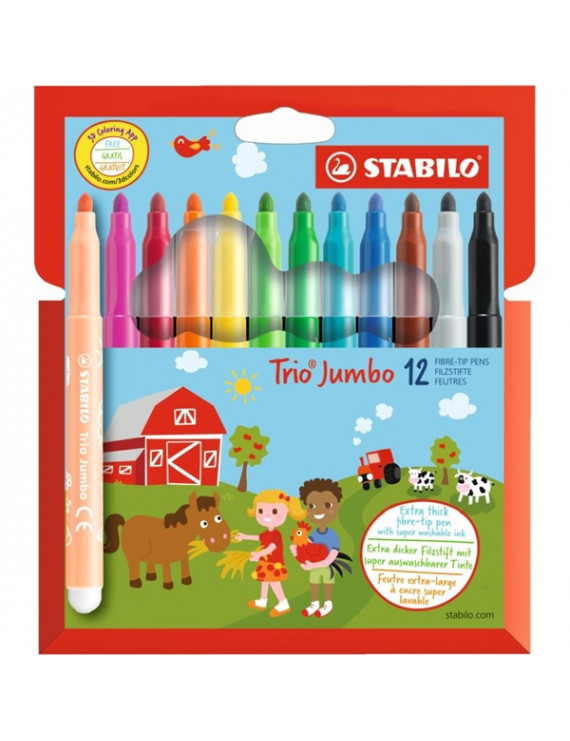 Stabilo Trio Jumbo 12db-os vegyes színű filctoll készlet