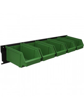 Stalflex BAR+5L-G falra szerelhető tárolósor 5 darab zöld színű nagy méretű tárolódobozzal