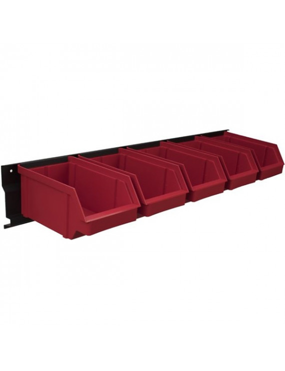 Stalflex BAR+5L-R falra szerelhető tárolósor 5 darab piros színű nagy méretű tárolódobozzal
