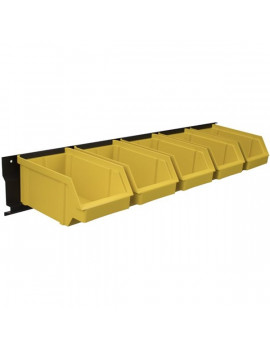 Stalflex BAR+5L-Y falra szerelhető tárolósor 5 darab sárga színű nagy méretű tárolódobozzal