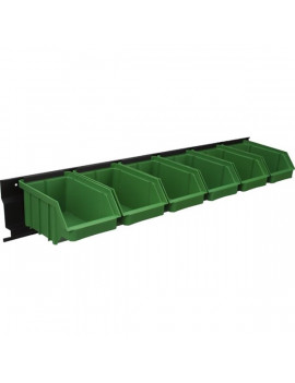 Stalflex BAR+6M-G falra szerelhető tárolósor 6 darab zöld színű közepes méretű tárolódobozzal