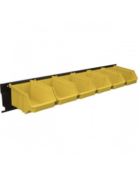 Stalflex BAR+6M-Y falra szerelhető tárolósor 6 darab sárga színű közepes méretű tárolódobozzal