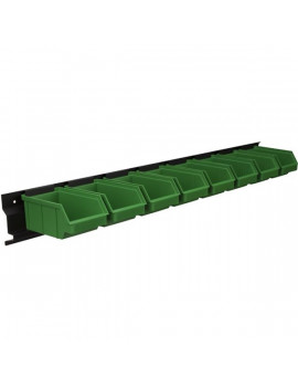 Stalflex BAR+8S-G falra szerelhető tárolósor 8 darab zöld színű kis méretű tárolódobozzal