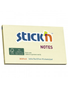 Stick`N 76x127mm 90lap környezetbarát pasztell sárga jegyzettömb