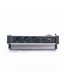 TOO DPS-113-3S IP20,3x 2P+F,2x USB-A,RJ45,HDMI,színes csomagolás,ezüst asztalra rögzíthető elosztó