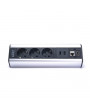 TOO DPS-114-3S IP20,3x 2P+F,2x USB-A,RJ45,HDMI,színes csomagolás,ezüst asztalra rögzíthető elosztó