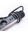 TOO PPS-306-3BR IP20, 3x 2P+F, 2x USB-A, szálcsiszolt asztalba süllyeszthető elosztó