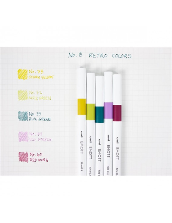 Uni Emott No.8 Retro Colors 5db-os vegyes színű tűfilc készlet