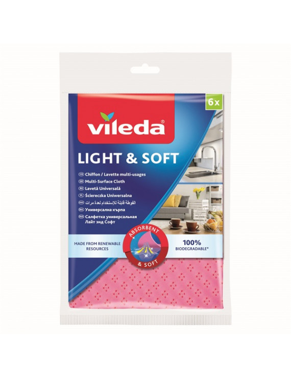 Vileda Light&Soft eldobható törlőkendő 6db-os
