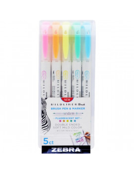 Zebra Mildliner Brush Fluorescent 5db-os kettős végű ecset marker