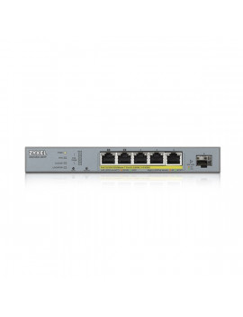 ZyXEL GS1350-6HP 5x GbE LAN PoE (60W) 1x GbE SFP smart menedzselhető CCTV PoE switch